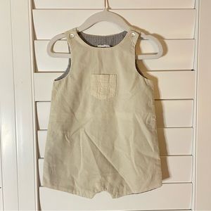 Knot Corduroy Overall Shortall Bubble Onesie Cream Size 9 Months